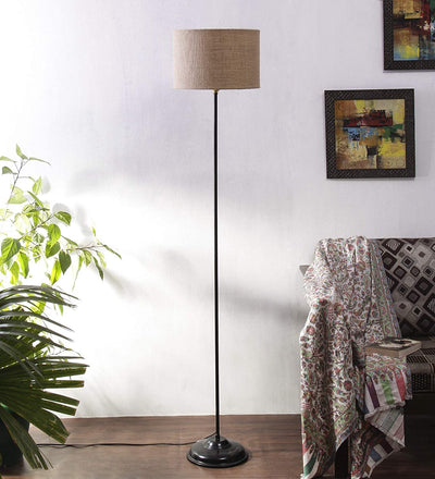 Beige Jute Floor Lamp