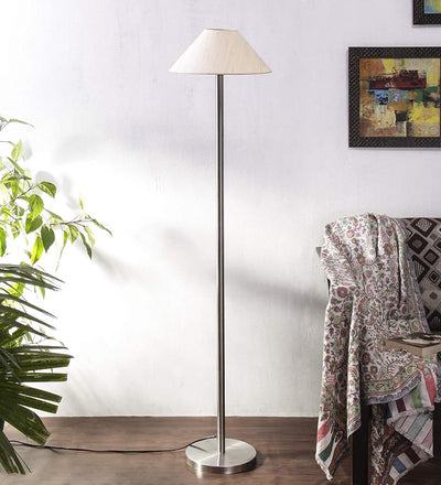 Off-White Designer Steel Floor Lamp for Home Decor (13" Off-White, Medium)