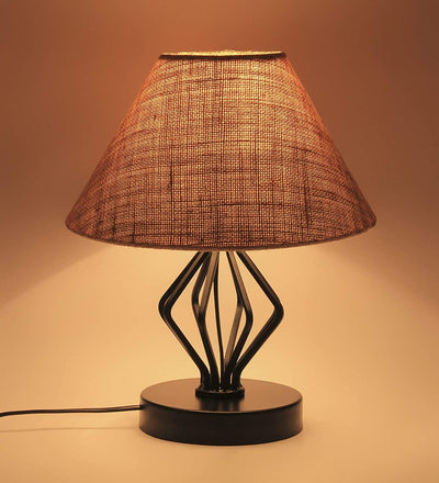Beige Jute Designer Triangle Iron Table Lamp