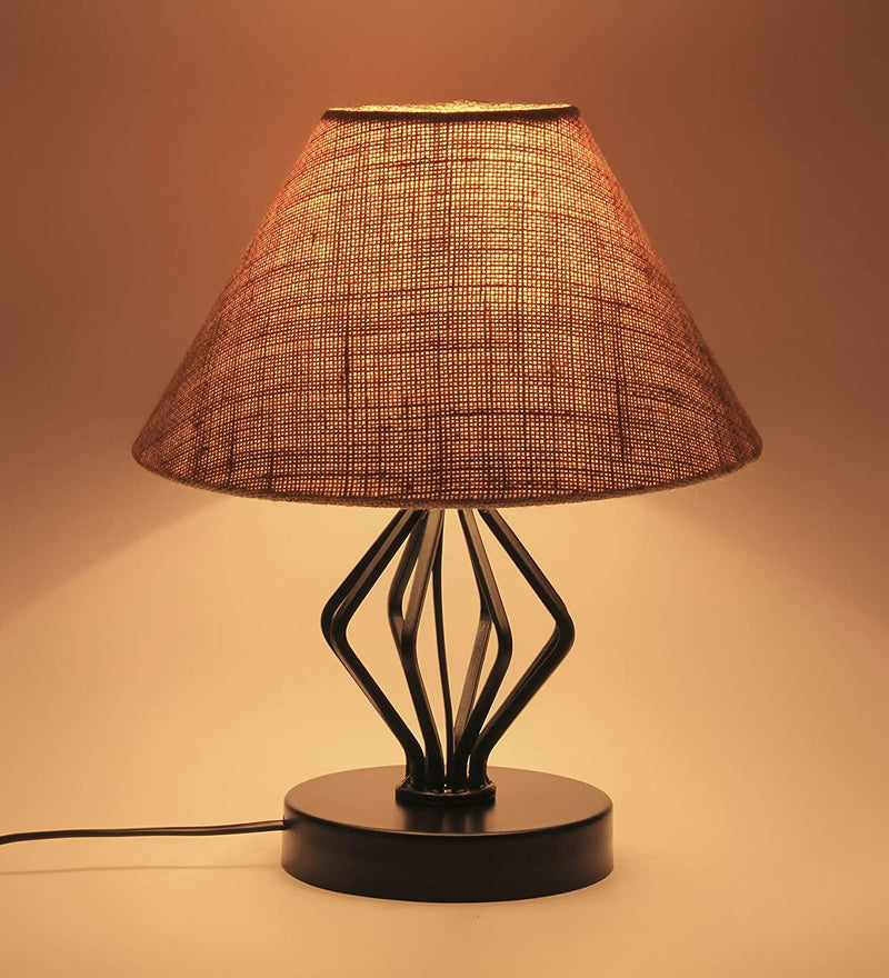 Beige Jute Designer Triangle Iron Table Lamp