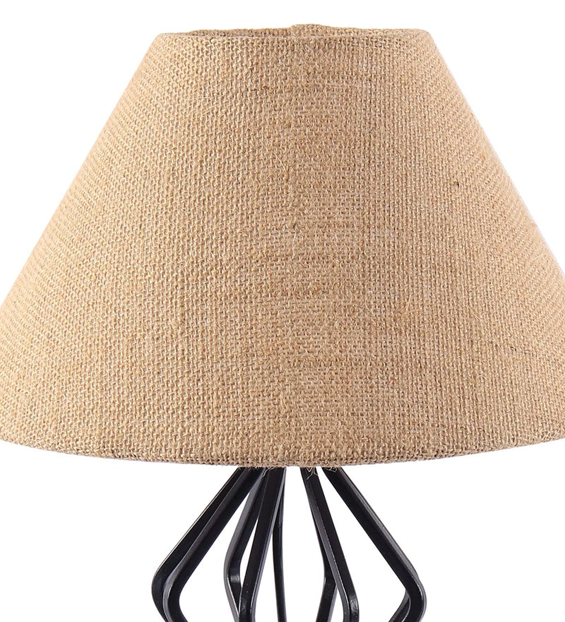 Beige Jute Designer Triangle Iron Table Lamp