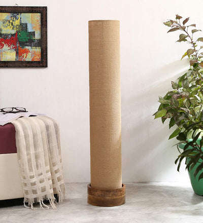 Beige Jute Round Natural Wood Floor Lamps (Beige, Jute)
