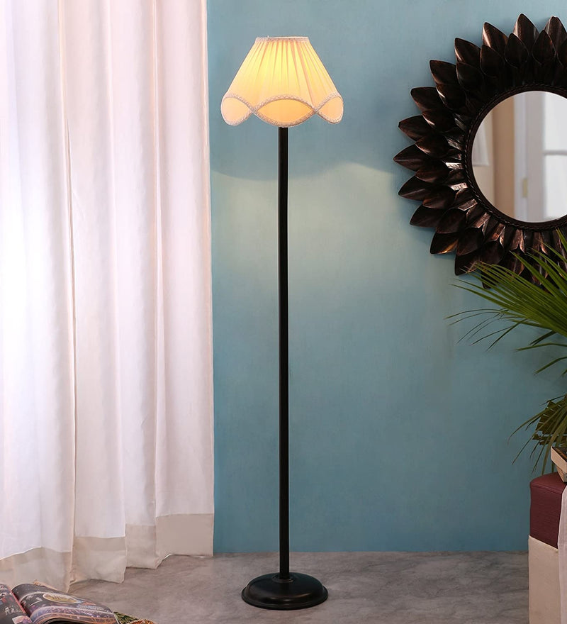 Off White Vintage Cotton Floor Lamp (Off White)