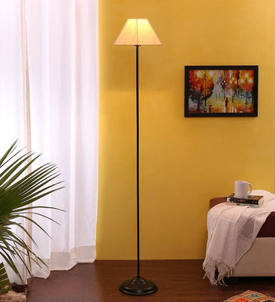 Cotton Off White Rectangular Standing Floor Lamp (Off White)