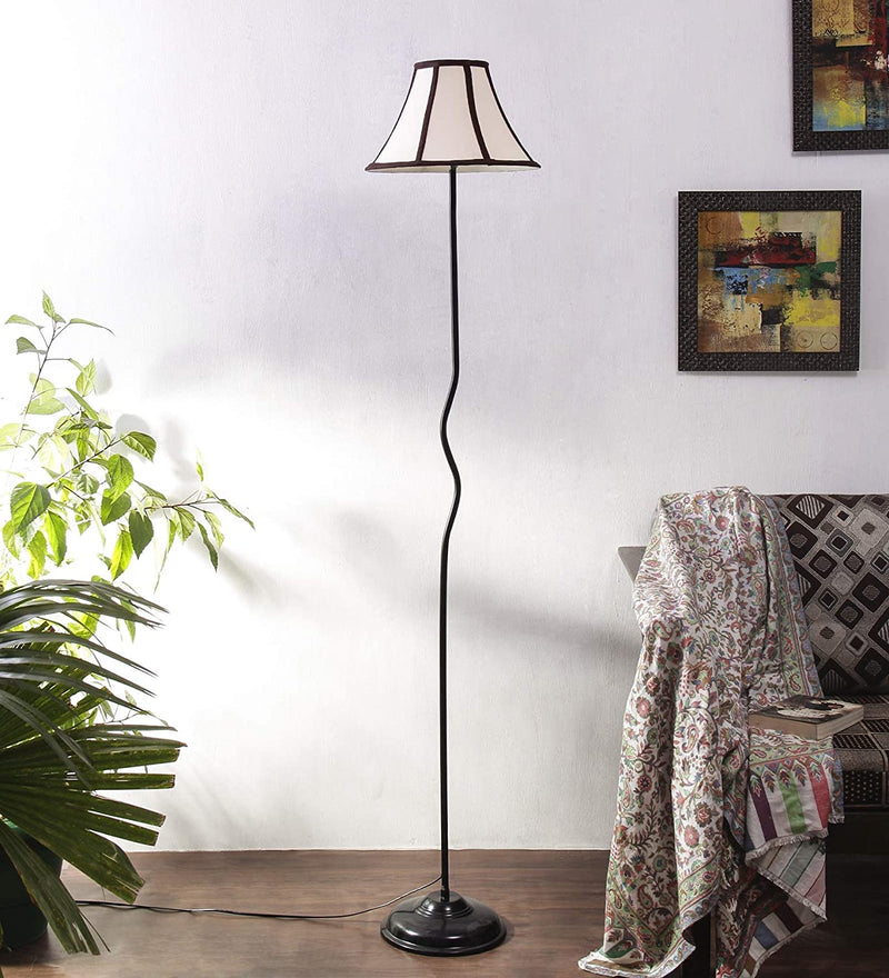 Cotton Soft Back Designer Wrought Iron Floor Lamp for Home Decor (Off White Medium)