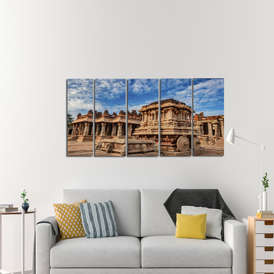 Hampi Stone Temple Wall Painting - With 5 Panel