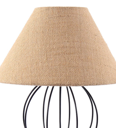 Beige Jute Round Table Lamp