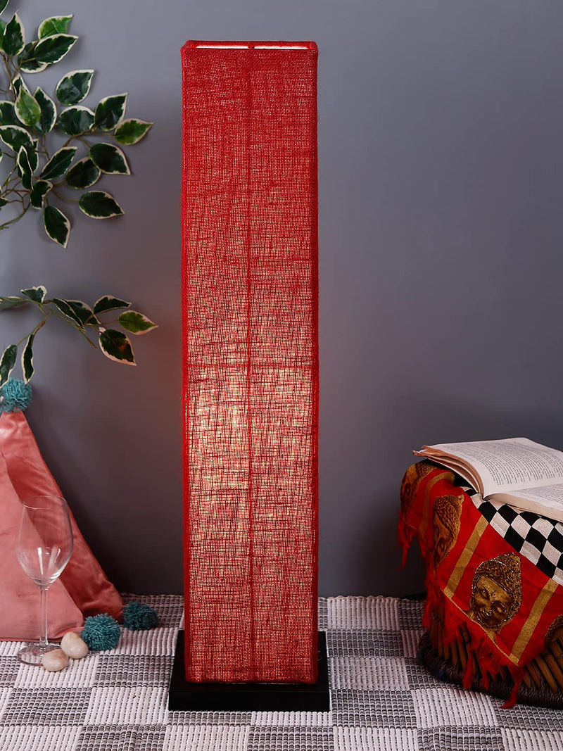 Maroon Jute Square Shade Floor lamp with Black Iron Base