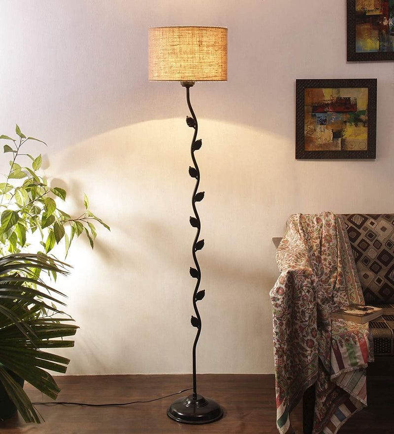 Metal Floor Lamp with Base and Shade, Beige, Pack of 1 Floor Lamp Stand,1 Base, 1 Shade
