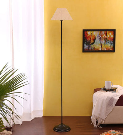 Cotton Off White Rectangular Standing Floor Lamp (Off White)