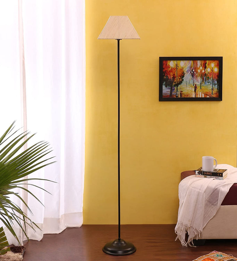 Cotton Off White Rectangular Standing Floor Lamp (Off White)