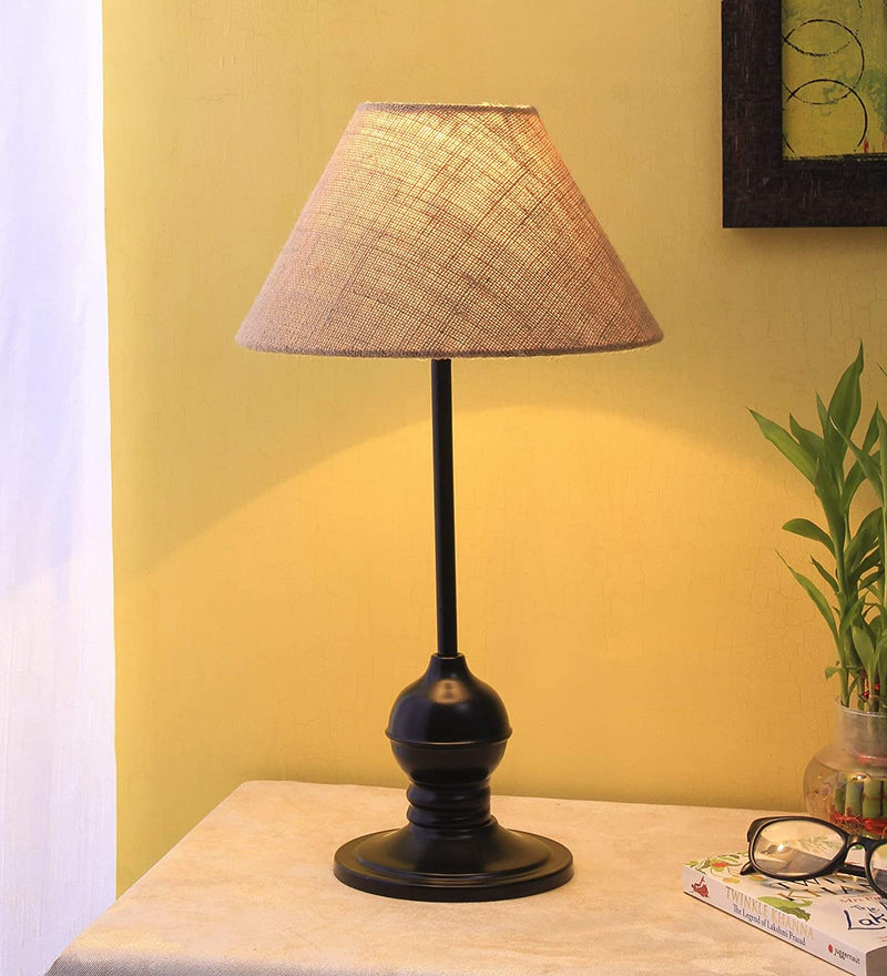Beige Jute Designer Tea Ball Table Lamp