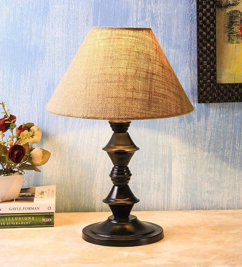 Beige Jute Designer Do Katori Iron Table Lamp