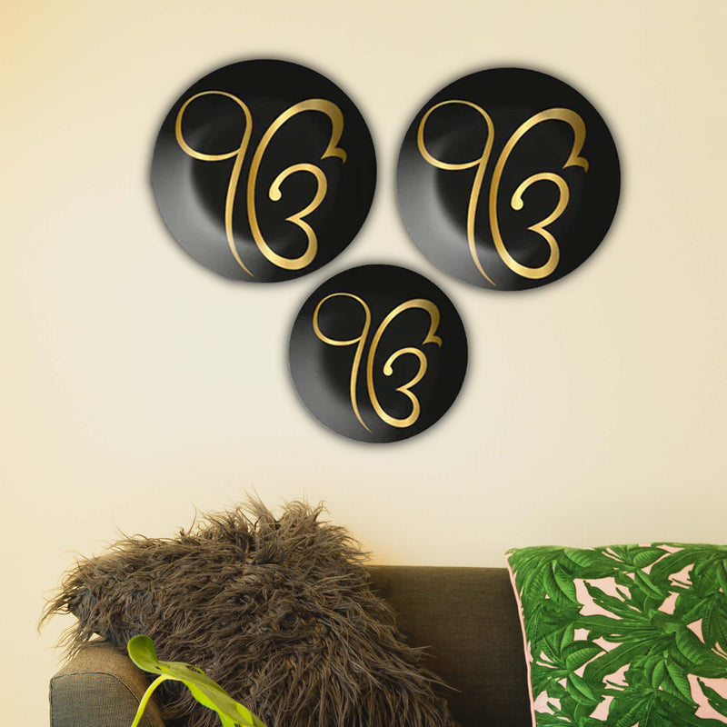 Ik Onkar Sikh Wall Plates Painting Set of Three
