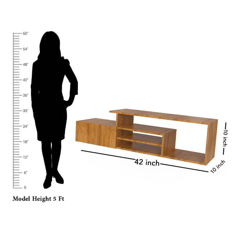 Oak Finish Designer Wooden Tv Unit Cabinet