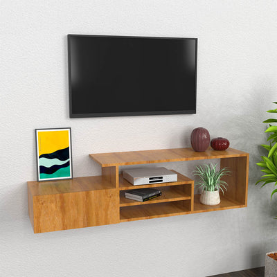 Oak Finish Designer Wooden Tv Unit Cabinet