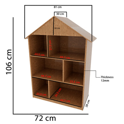 House Shape Oak Wooden Wall Display Shelf