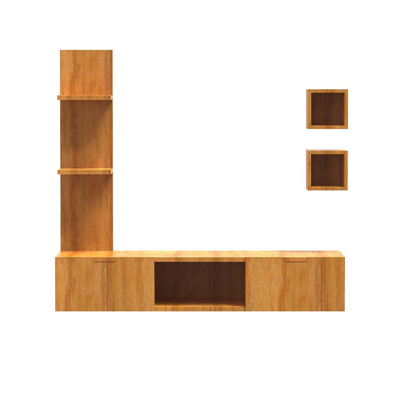 Oak Finish Shelved Tv Unit Cabinet