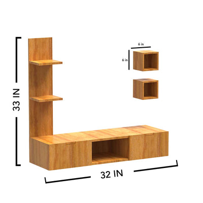 Oak Finish Shelved Tv Unit Cabinet