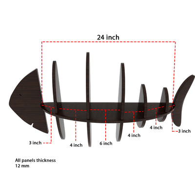 Oak Finish Wooden Fish Shape Wooden Wall Display Shelf