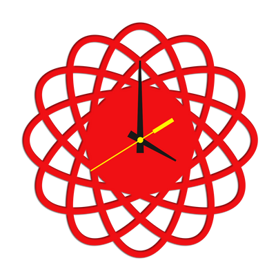 Beautiful Design Red Color Wooden Wall Clock