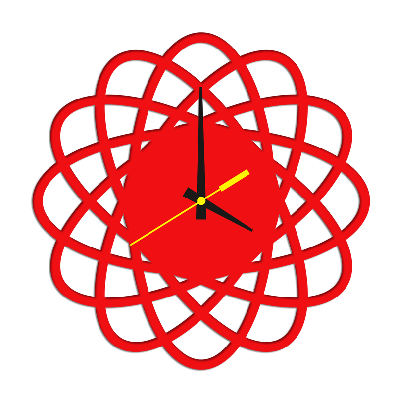 Beautiful Design Red Color Wooden Wall Clock