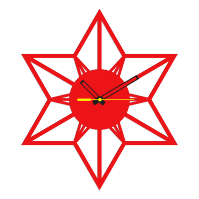 Beautiful Star Design Red Color Wooden Wall Clock