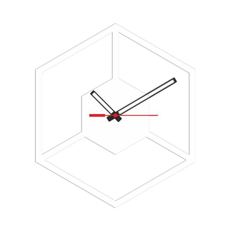 Geometric Shape White Color Wooden Wall Clock