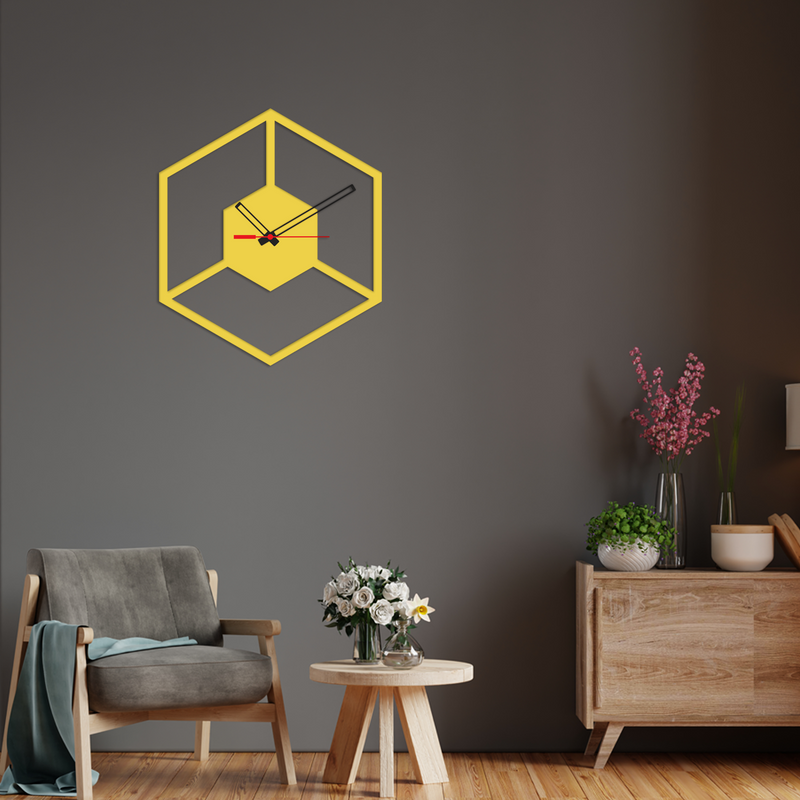 Golden Color Wooden Wall Clock