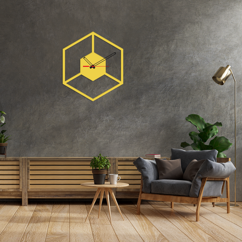 Golden Color Wooden Wall Clock