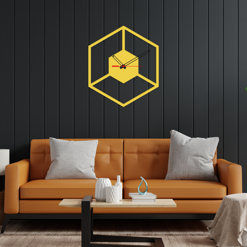 Golden Color Wooden Wall Clock