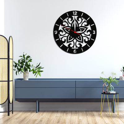 Mandala Silhouette Design Wood Analog Wall Clock