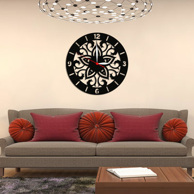 Mandala Silhouette Design Wood Analog Wall Clock
