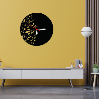 Floral Design Wood Analog Wall Clock