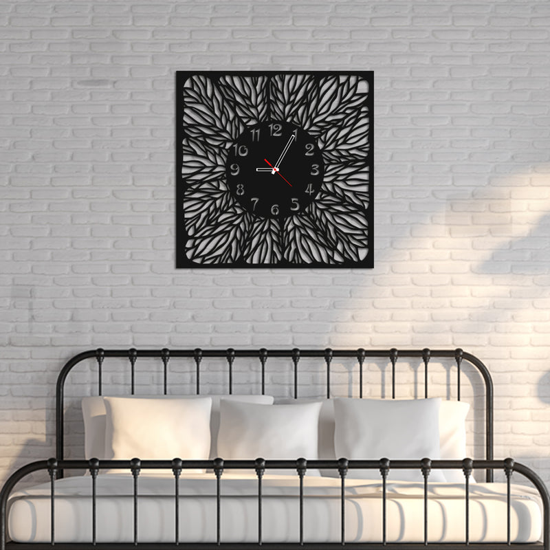 Black Rectangle Wood Analog Wall Clock