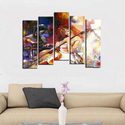 Abstract Wood Framed Canvas Printed Wall Painting- With 5 Frames