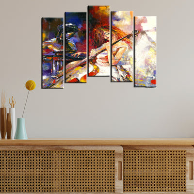Abstract Wood Framed Canvas Printed Wall Painting- With 5 Frames