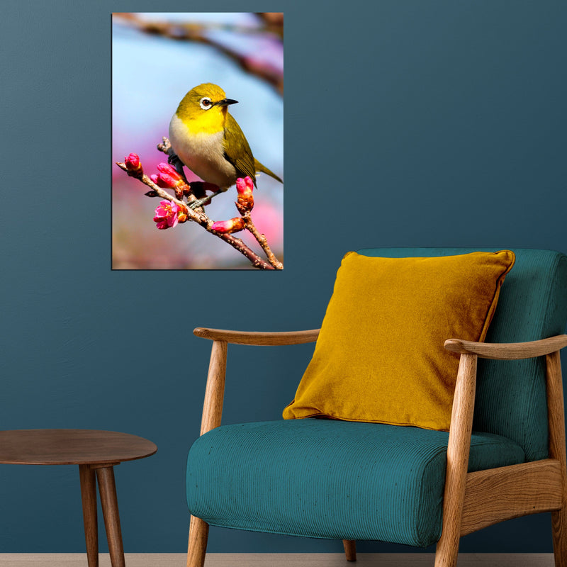 DecorGlance Bird On Sakura Tree Canvas Wall Painting