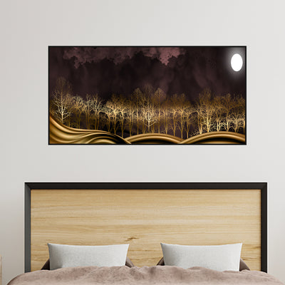 Golden Tree Canvas Floating Frame Wall Painting