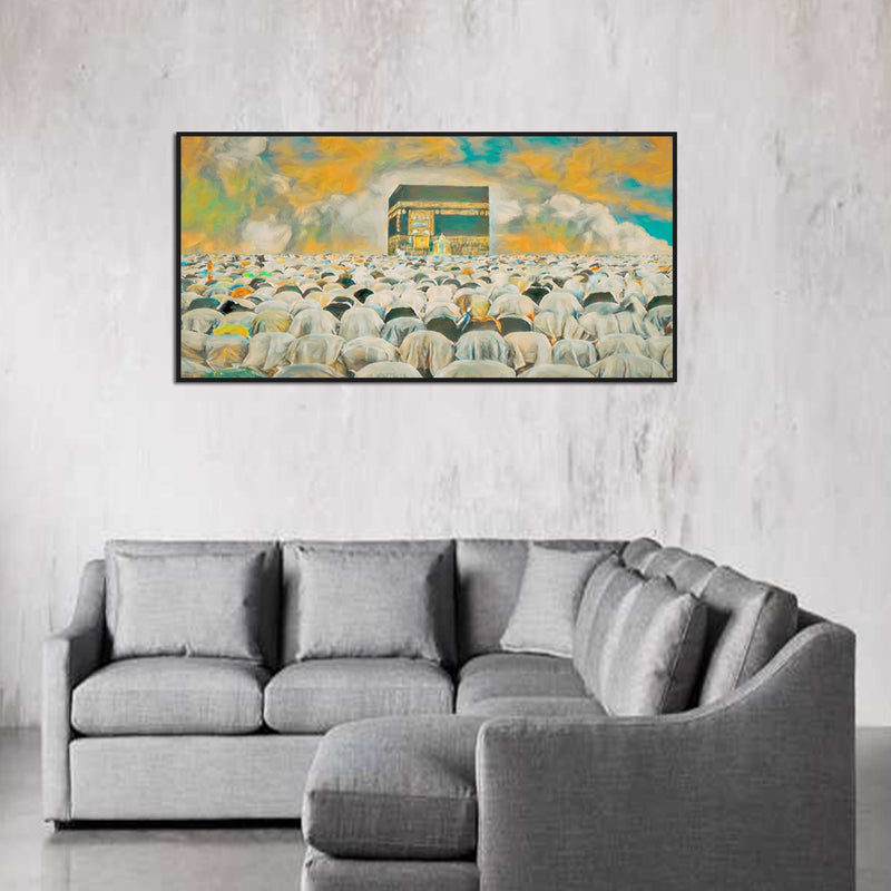 Makkah Namaj Abstract Scenery Floating Frame Canvas Wall Painting