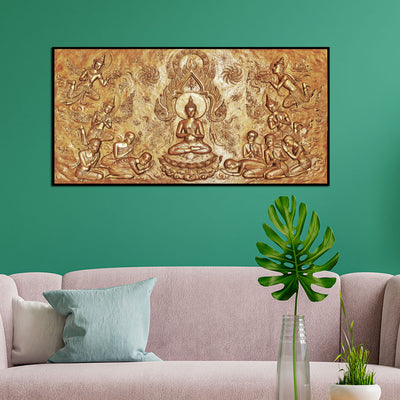 Golden Buddha Canvas Floating Frame Wall Painting