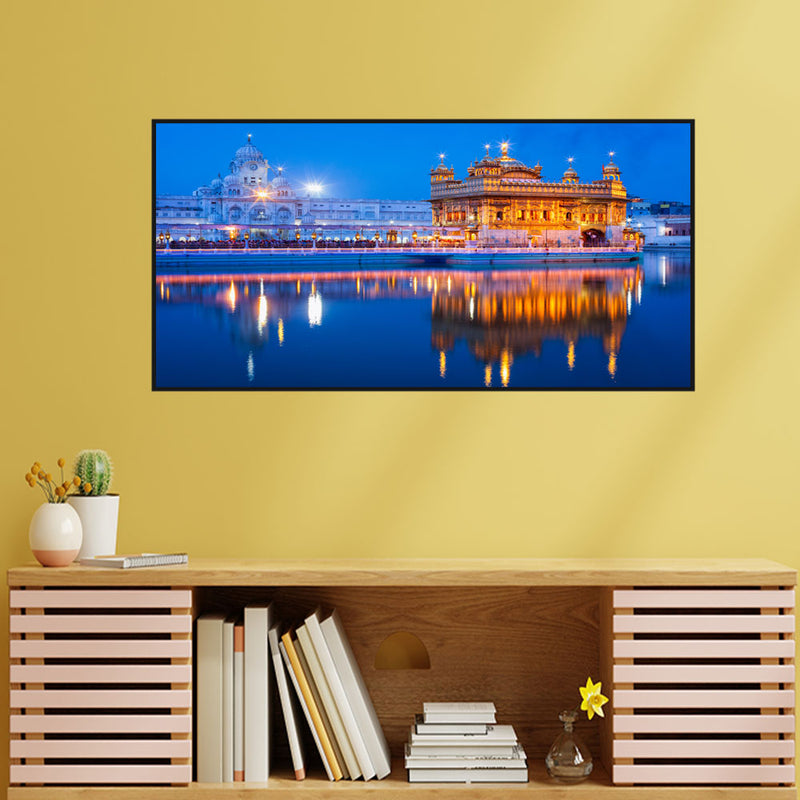 Golden Temple Canvas Floating Frame Wall Painting