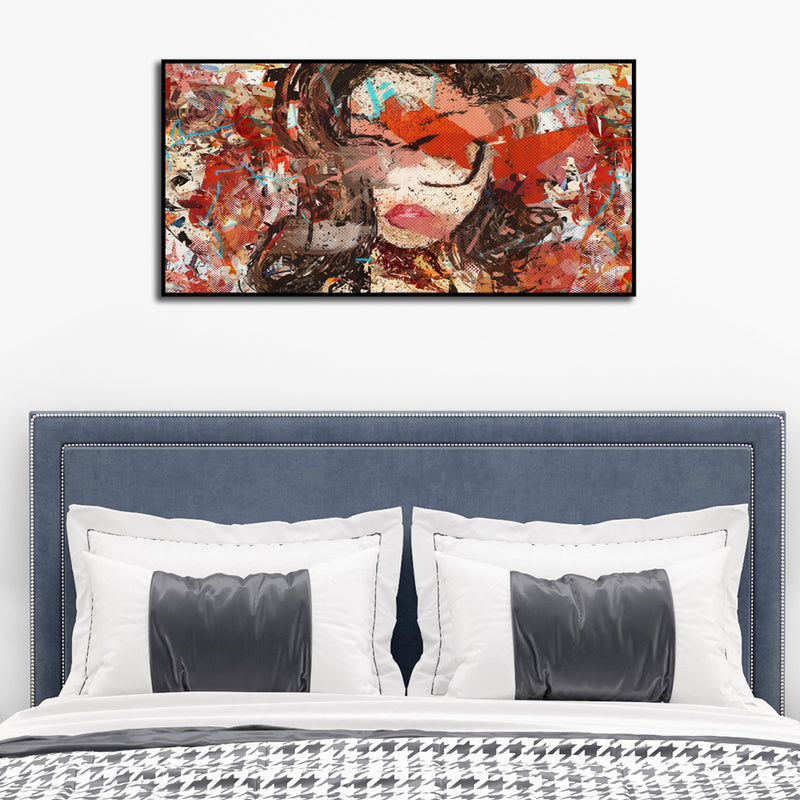 Beautiful Girl Abstract Canvas Floating Frame Wall Painting