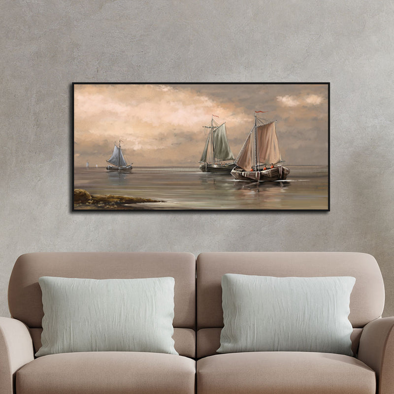 Row Boat Canvas Floating Frame Wall Painting