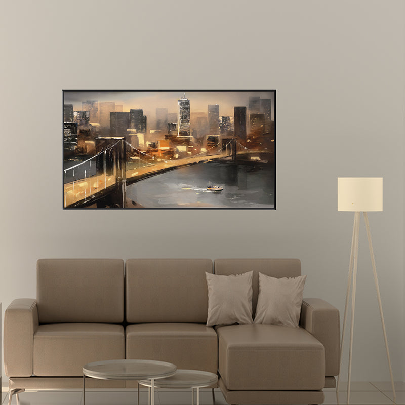 New York City Bridge Canvas Floating Frame Wall Painting