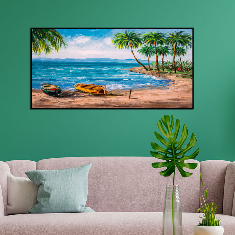 Beach View Canvas Floating Frame Print Wall Painting