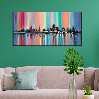 City View Abstract Canvas Floating Frame Wall Painting