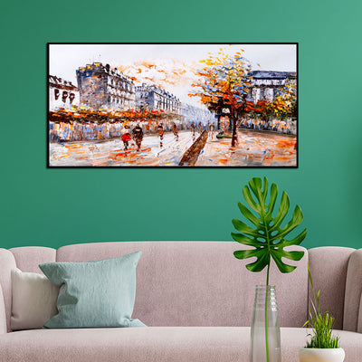 Beautiful City Road Abstract Canvas Floating Frame Painting