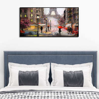 Artistic Color Eiffel Tower Scenery Canvas Floating Frame Wall Painting