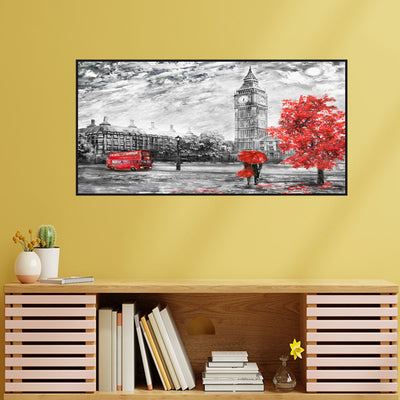 Couple In Paris Floating Frame Canvas Wall Painting
